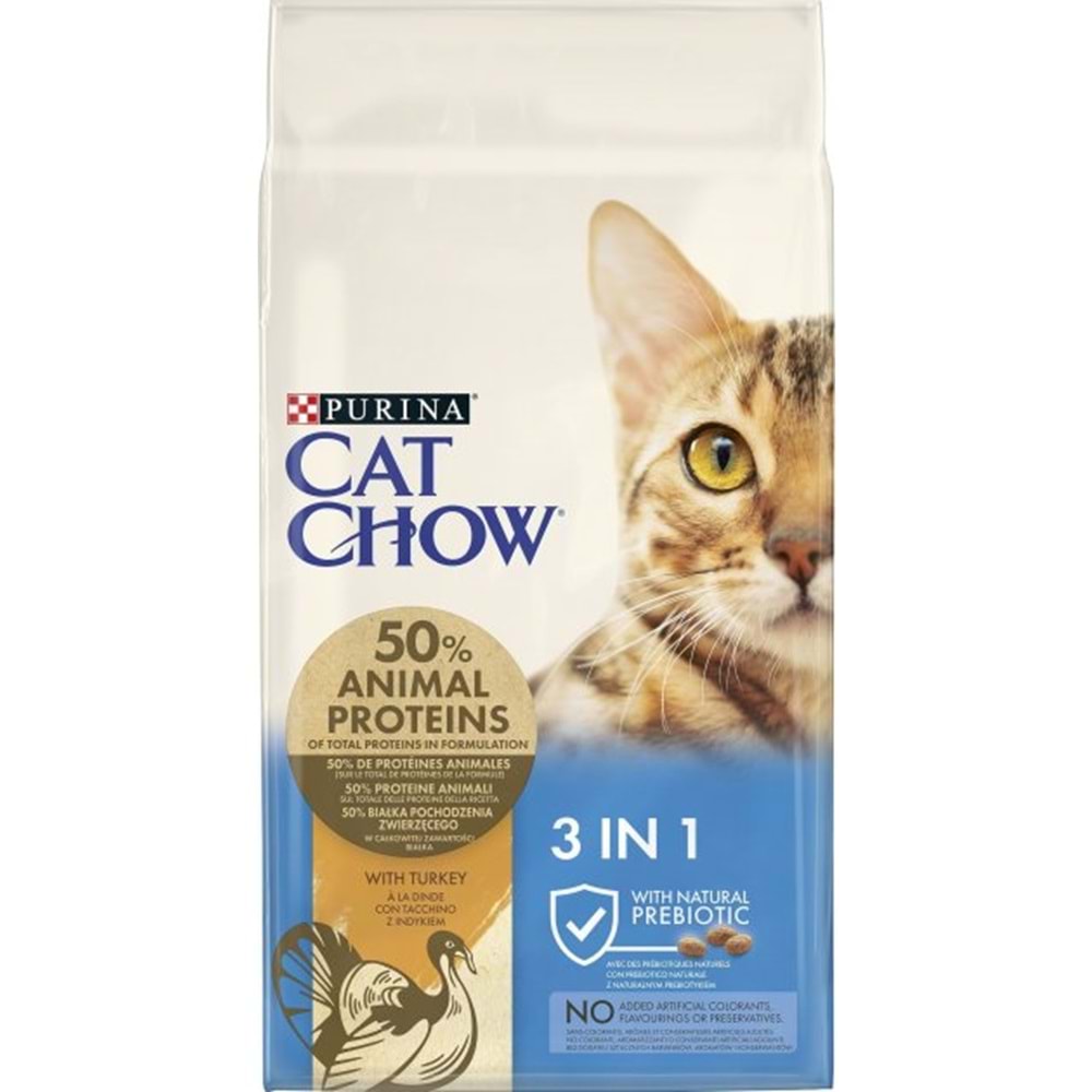 CAT CHOW FELINE 3IN1 Turkey 15 KG