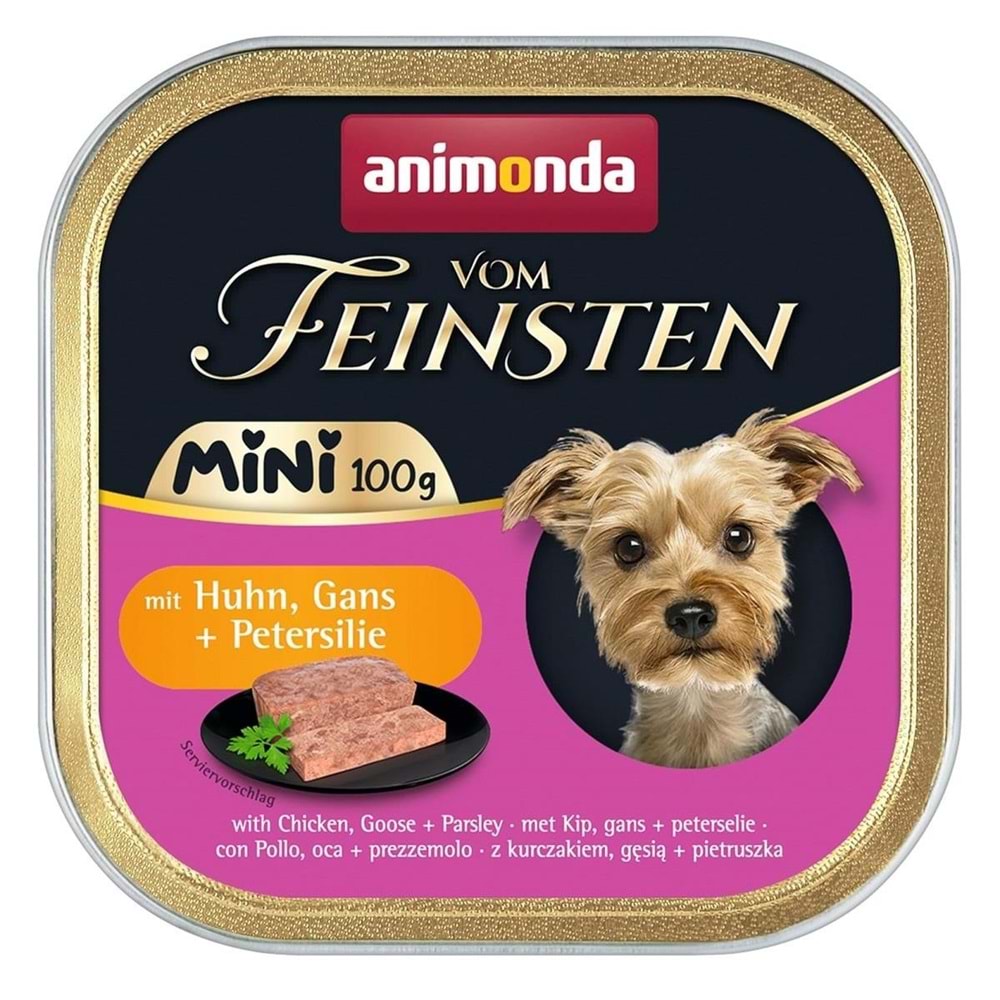 Animonda Vom Feinsten Tavuk ve Kaz Etli Yetişkin Mini Irk Köpek Konservesi 100g