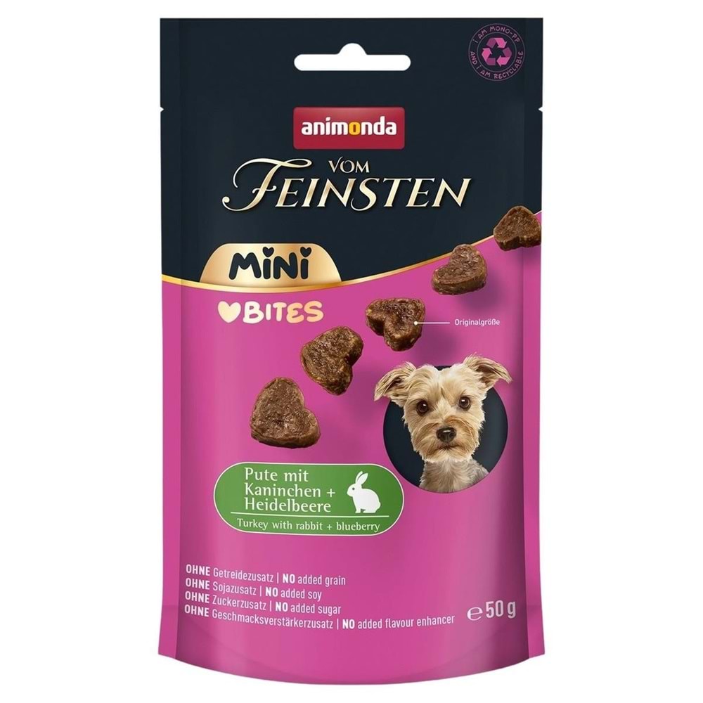 Animonda Vom Feinsten Hindi ve Tavşan Etli Yetişkin Mini Irk Köpek Ödül Maması 50g