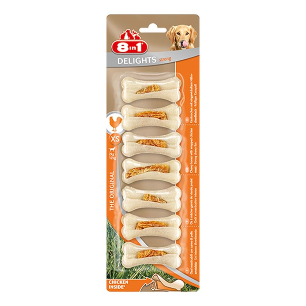 8IN1 DelightsStrong Köpek ÖdülKemiği Tavuklu XS 140GR