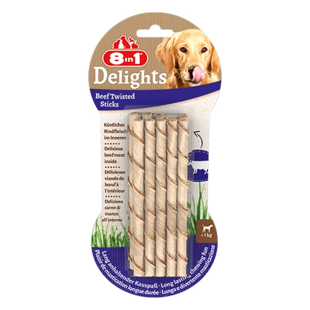8IN1 DelightsBurgu Çubuk KöpekÖdül Kemiği Sığır Etli- 55GR