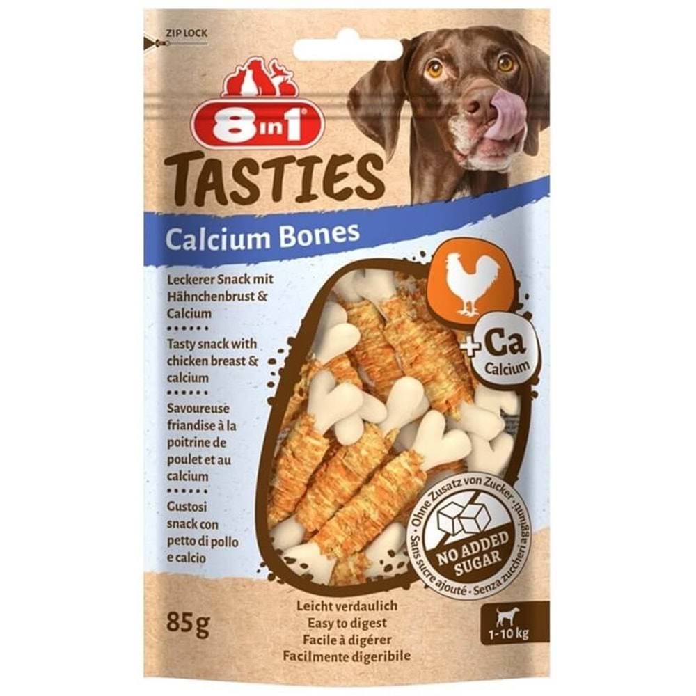 8IN1 Tasties Calcium Bones Köpek Ödül Maması - Tavuklu & Kalsiyumlu - 85GR