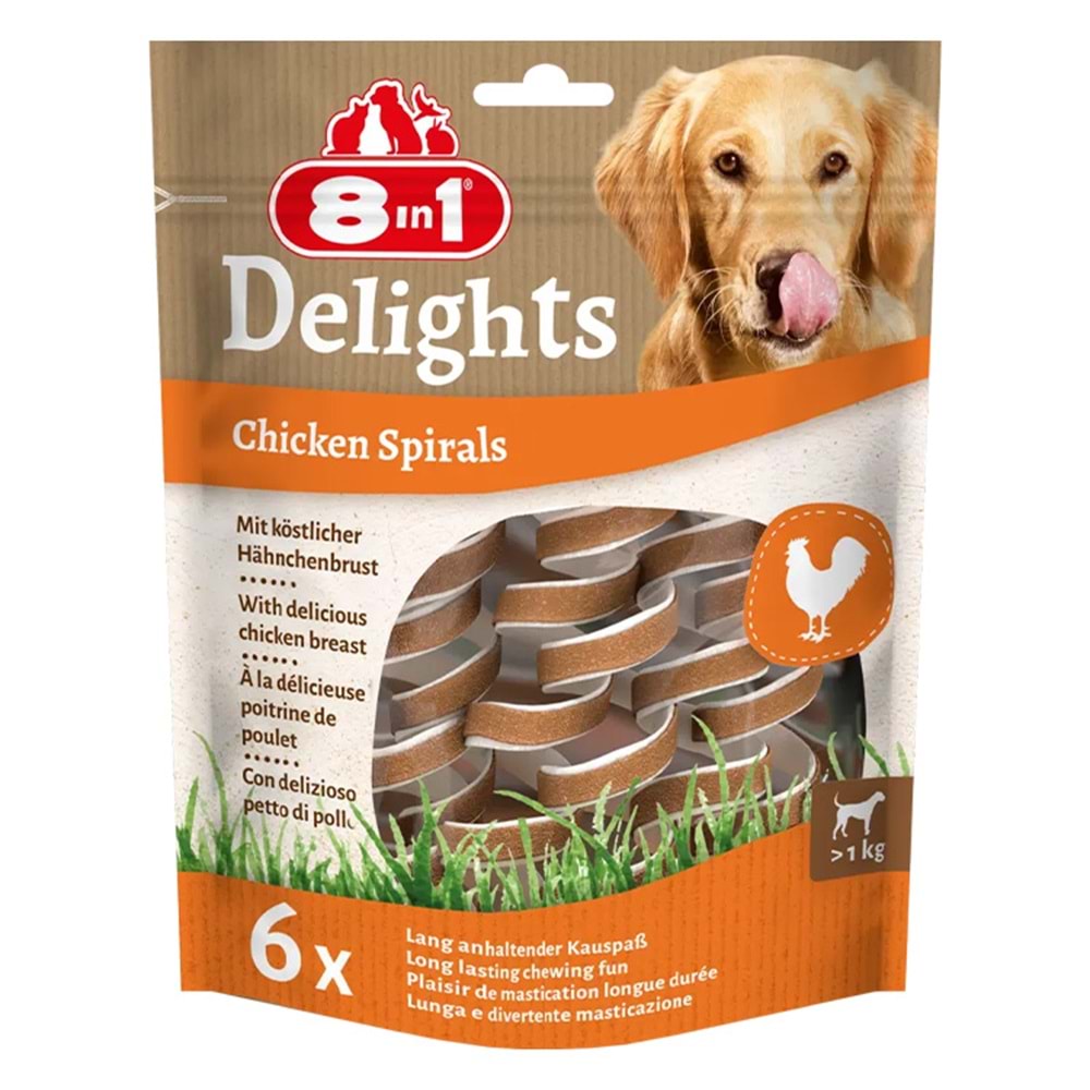 8IN1 DelightsSpirals Köpek ÖdülMaması (6lı) Tavuklu - 60GR