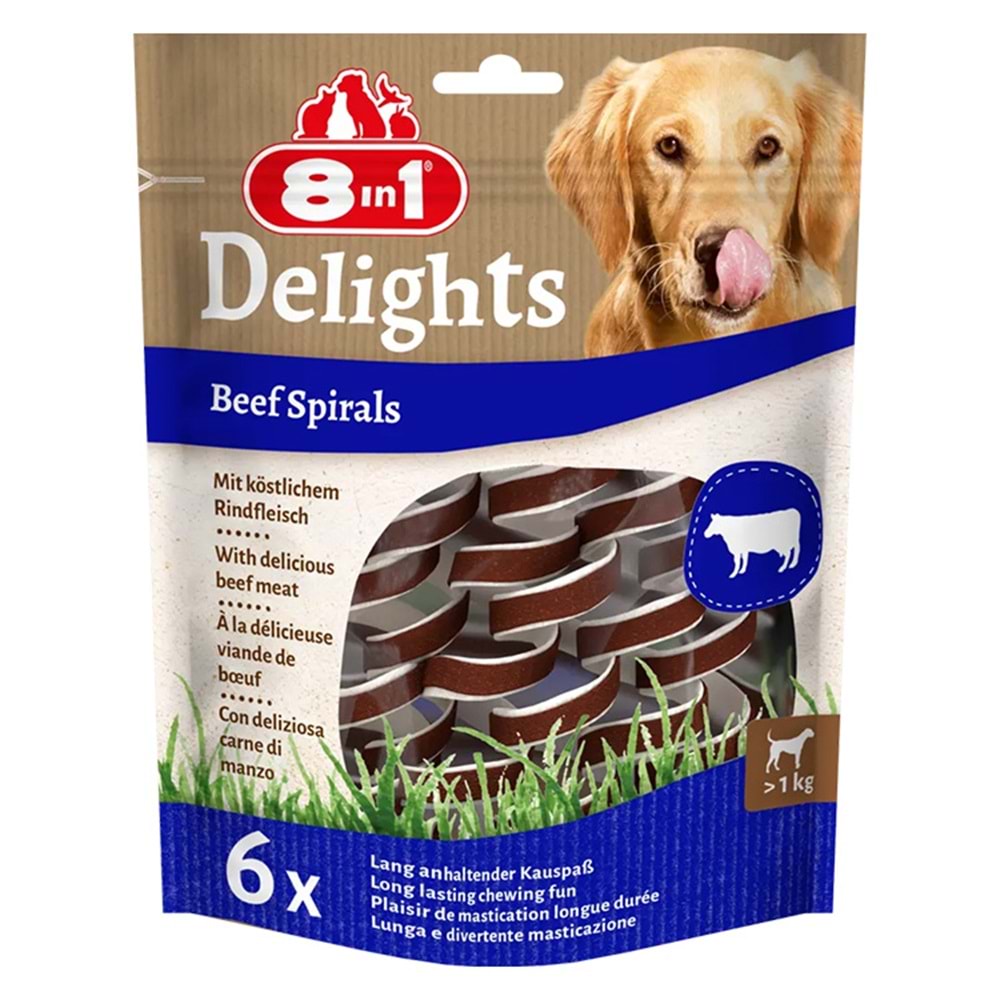 8IN1 DelightsSpirals Köpek ÖdülMaması (6lı) - SığırEtli - 60GR