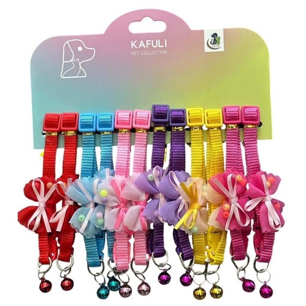 Kafuli Kedi Boyun Tasması Fiyonklu 12'li