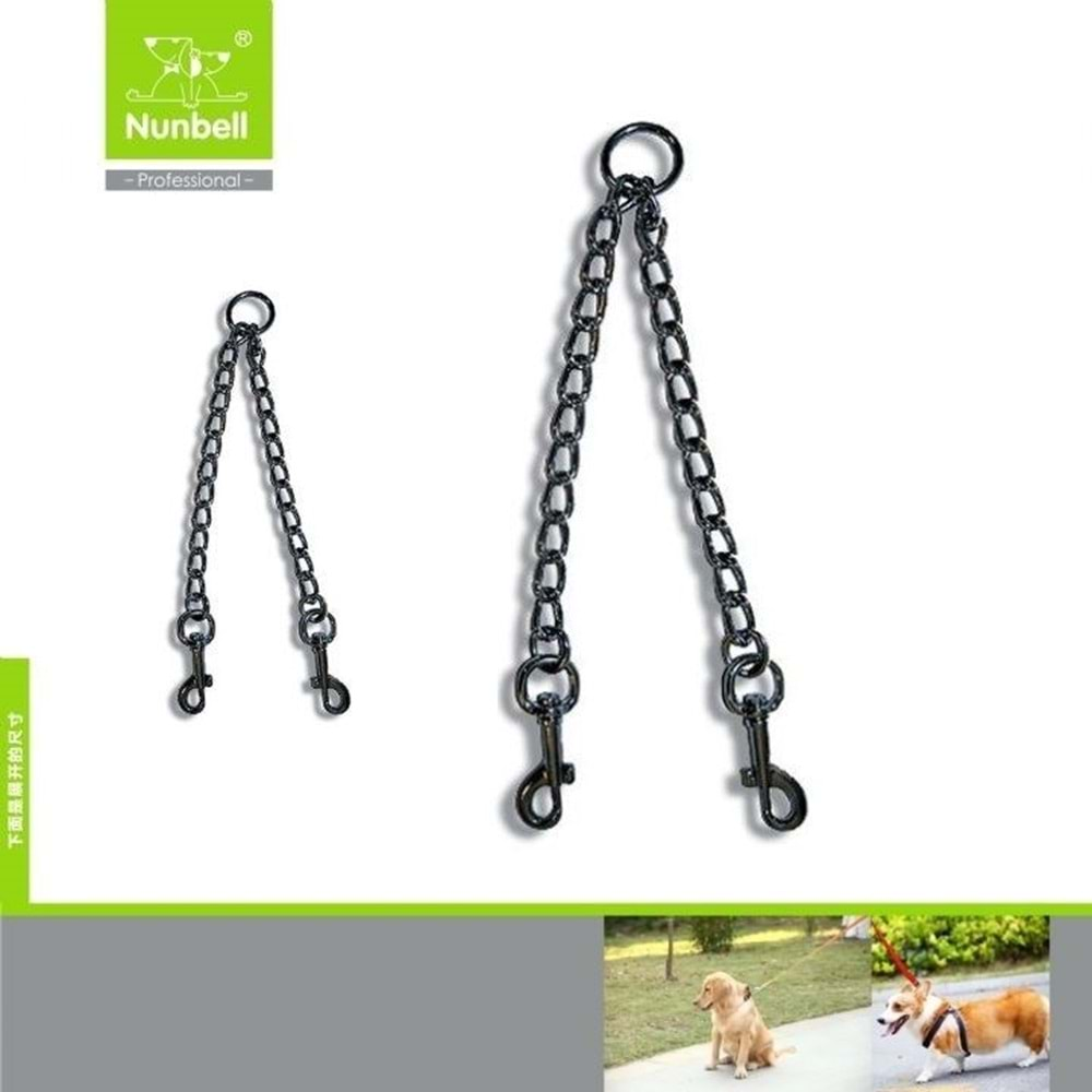 NUNBELL KÖPEK GEZDİRME İKİLİ ZİNC 2.5 CM