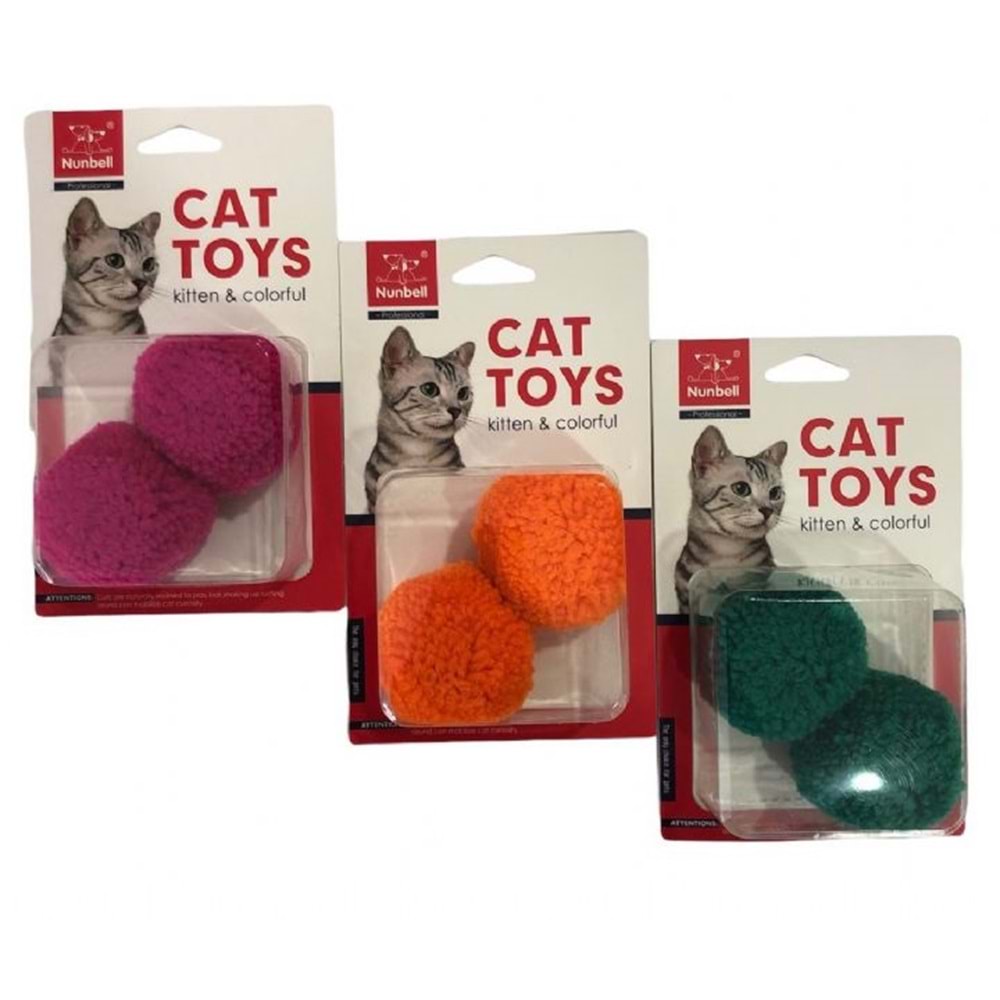 Nunbell Kedi Oyuncağı Tüylü Top 2'Li