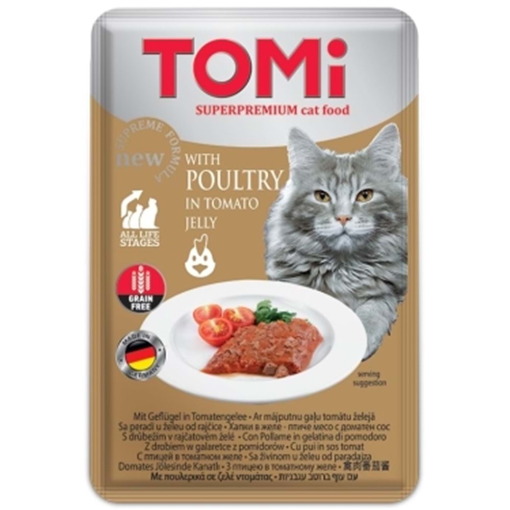 Tomi KEDİ KÜMES HAYVANI VE DOMATES TAHILSIZ POUCH MAMA 100GR
