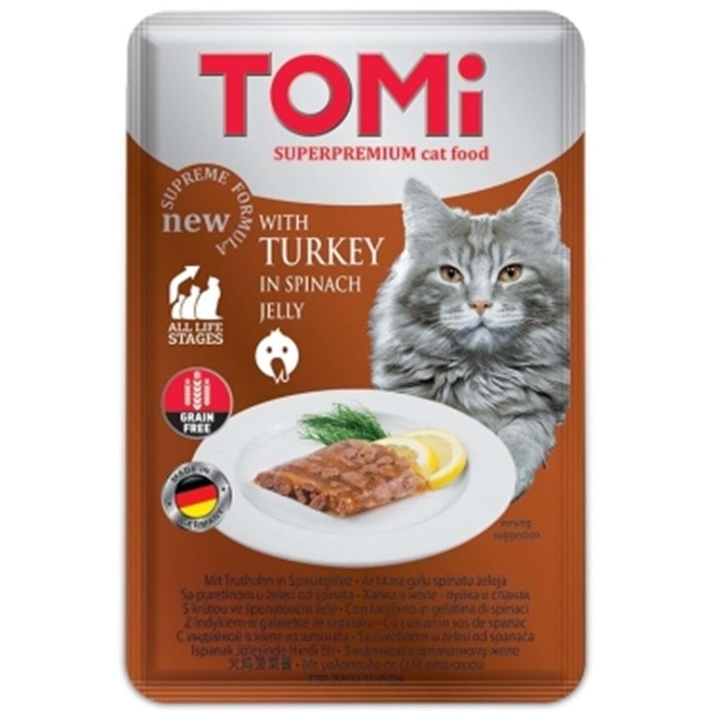 Tomi KEDİ HİNDİ & ISPANAK TAHILSIZ POUCH MAMA 100GR