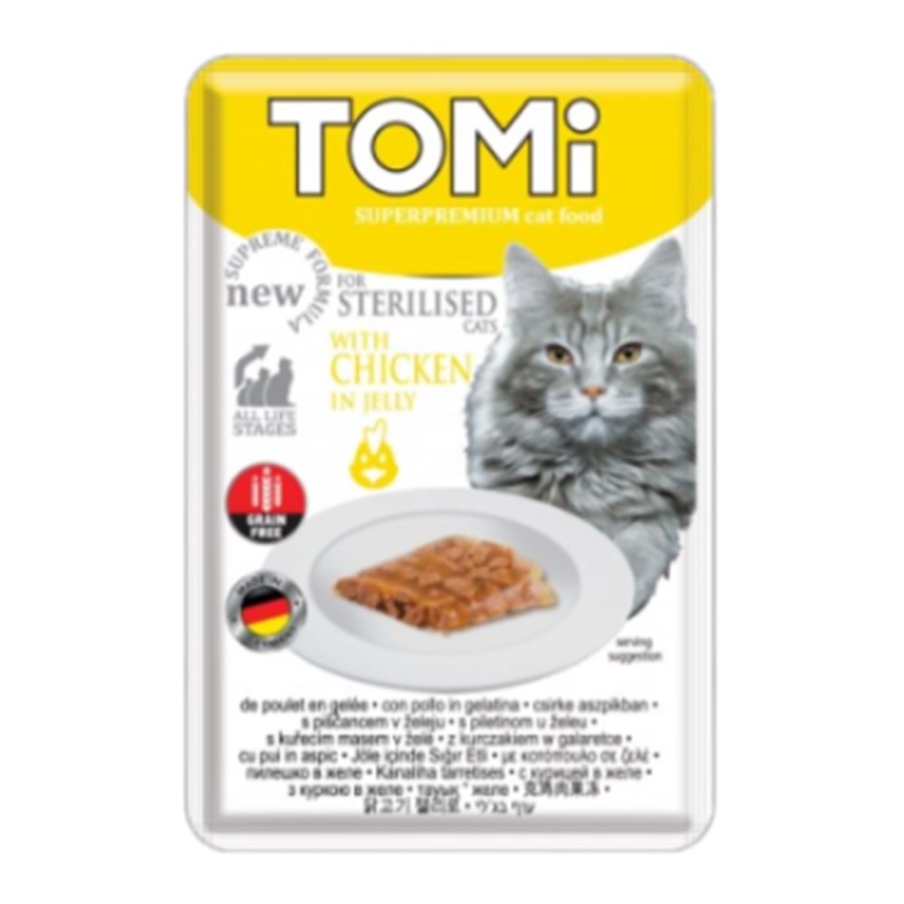 TOMİ KEDİ KISIRLAŞTIRILMIŞ TAVUK TAHILSIZ POUCH85G MAMA