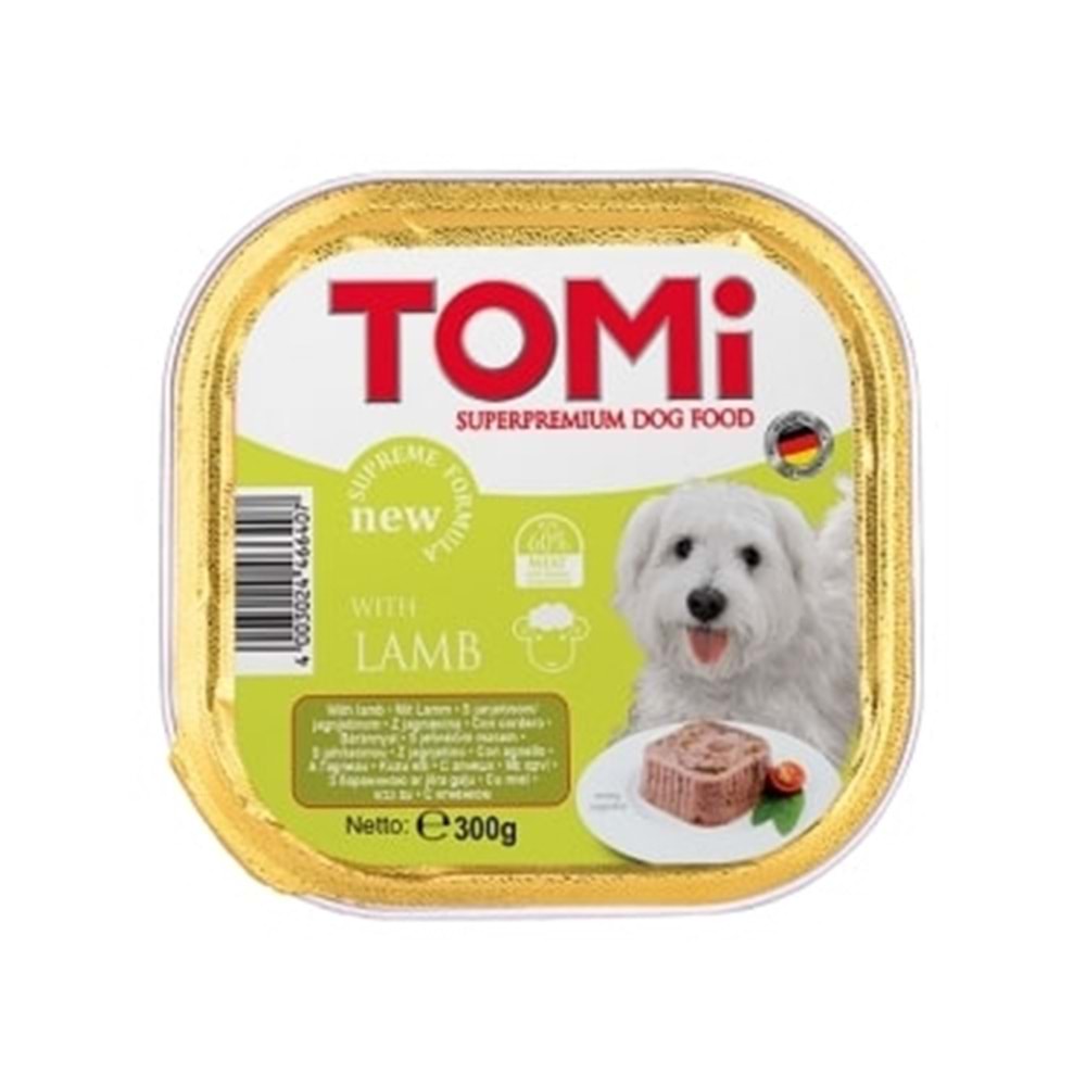 Tomi KÖPEK KUZU ETLİ PATE ALÜMİNYUM YAŞ MAMA 300GR (PATE)
