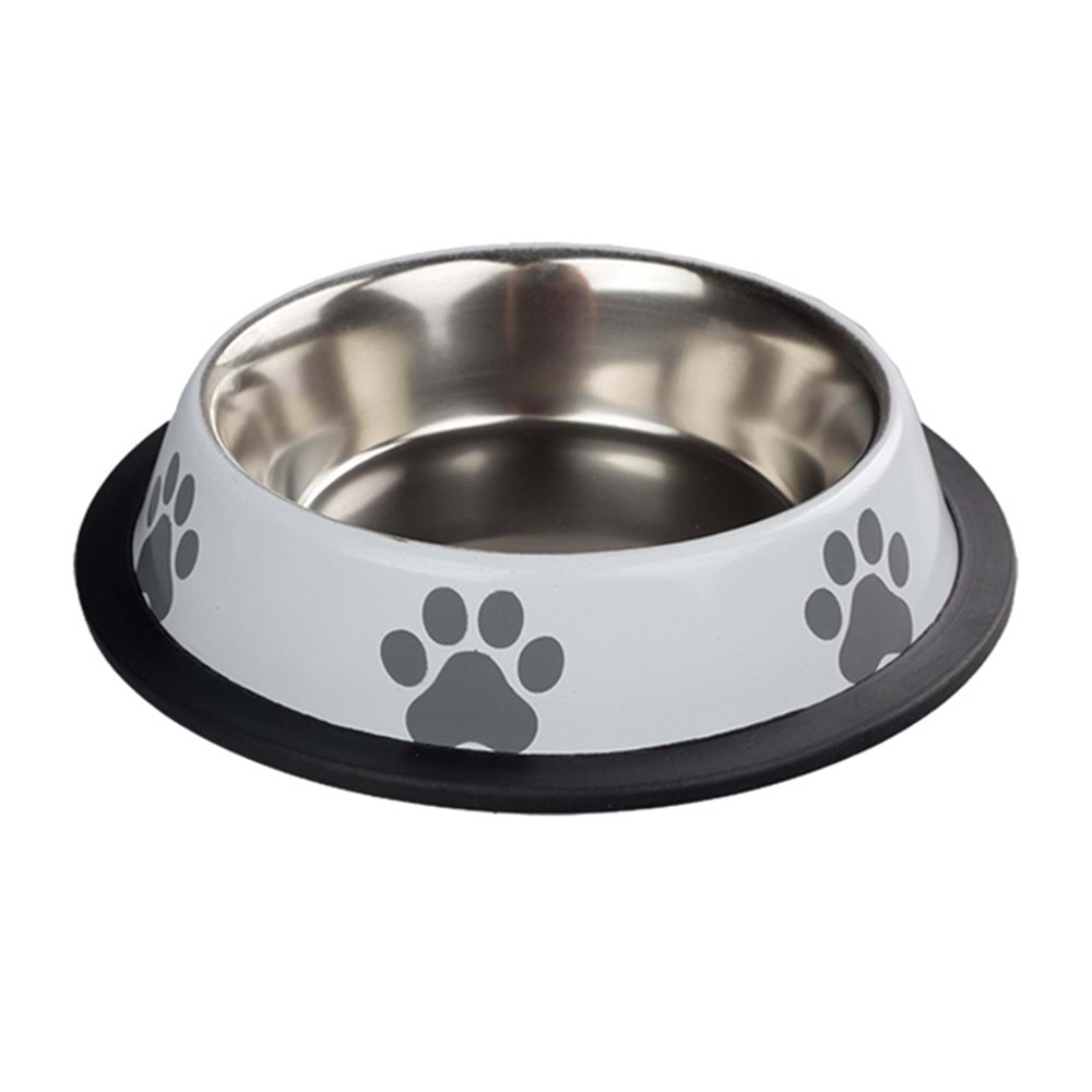 Fancy Paws Pati Baskılı Beyaz Ç. Mama Kabı-24 Oz- 17cm