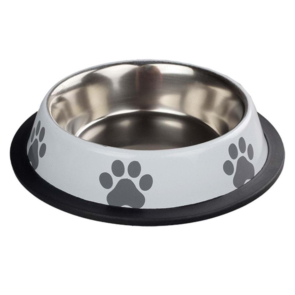 Fancy Paws Pati Baskılı Beyaz Ç. Mama Kabı-32 Oz- 18cm