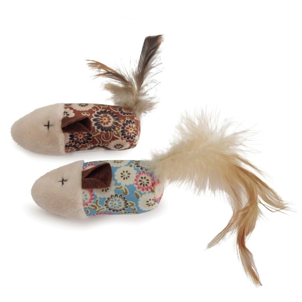 Camon Kedi Oyuncağı Tüylü Çiçekli Fare 2Li