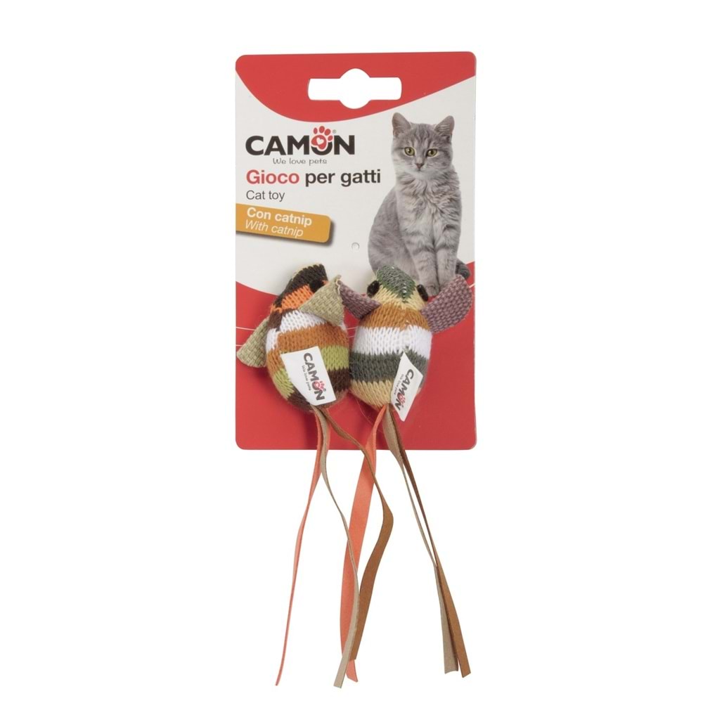 Camon Kedi Oyuncağı Çizgili Fare 5,5 cm 2li