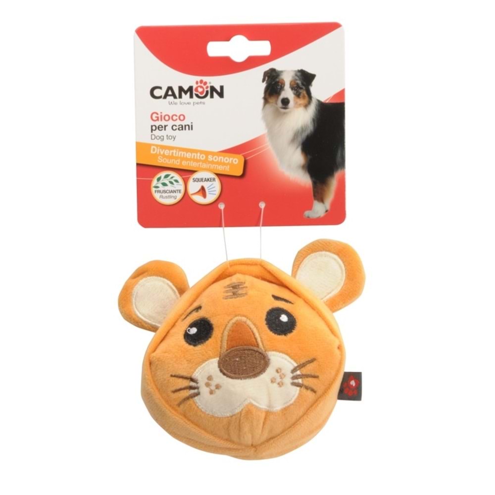 Polyester Dog Toy, Three Subjects, Rustling Dog Head W/Squeaker - Approx. 10Cm