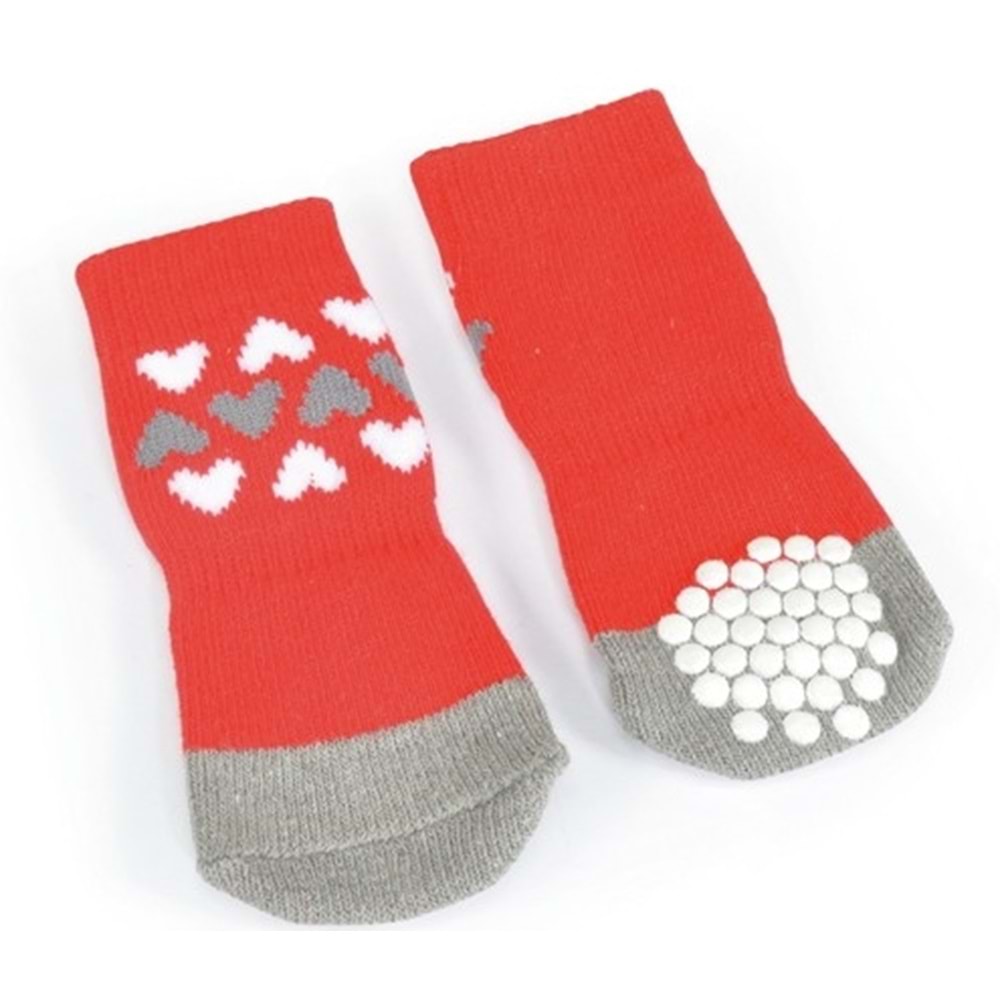 Camon Kalp Desenli Köpek Çorabı L