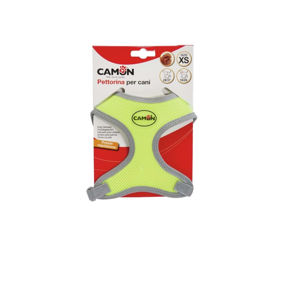 Camon Çift Ayarlı Fluo Sarı Köpek Göğüs Tasma Takımı Xs 18-26/28-37cm