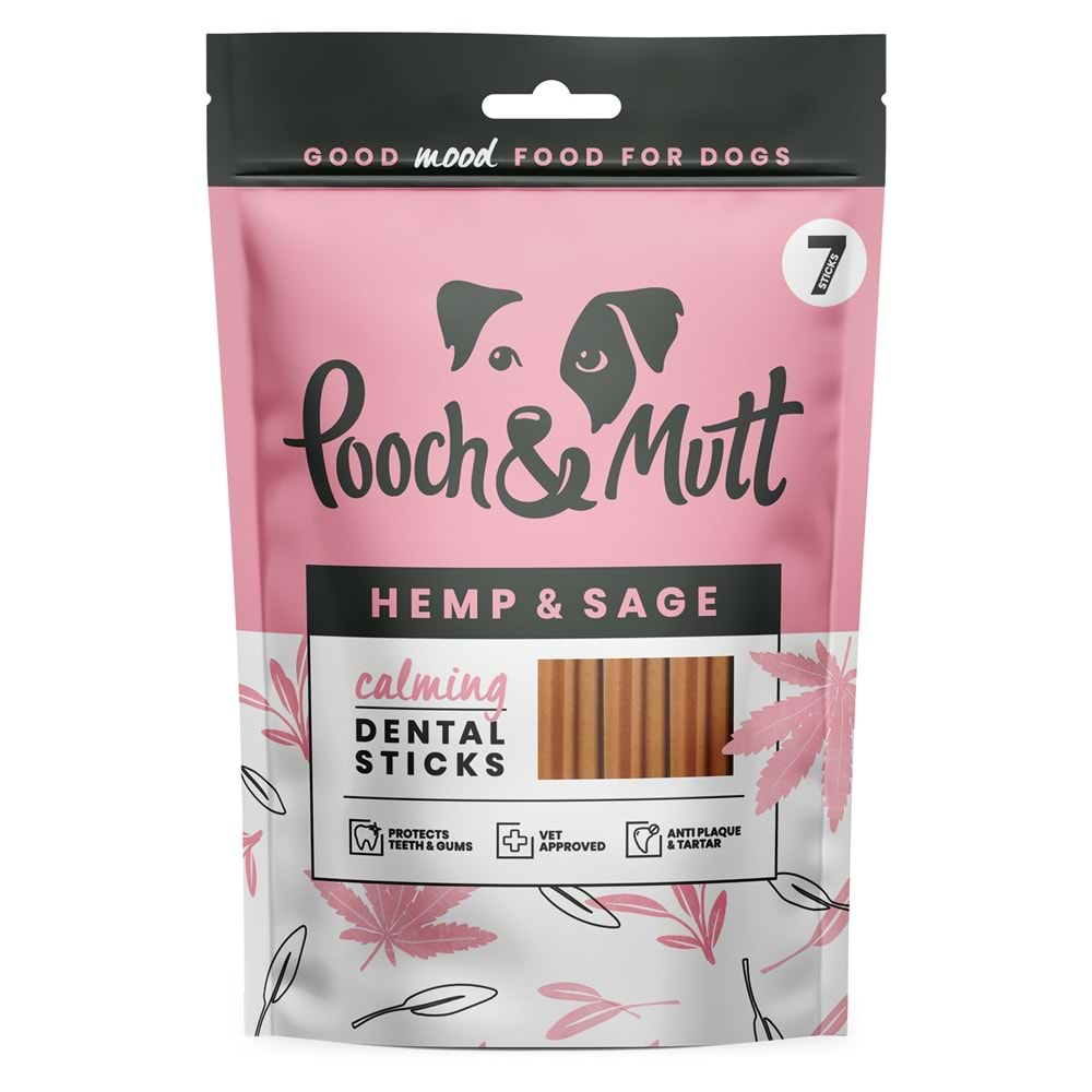 POOCH&MUTT SAKİNLEŞTİRİCİ DENTAL STİCKS KENEVİR VE ADAÇAYLI ÖDÜL 7 Sticks 251 gr