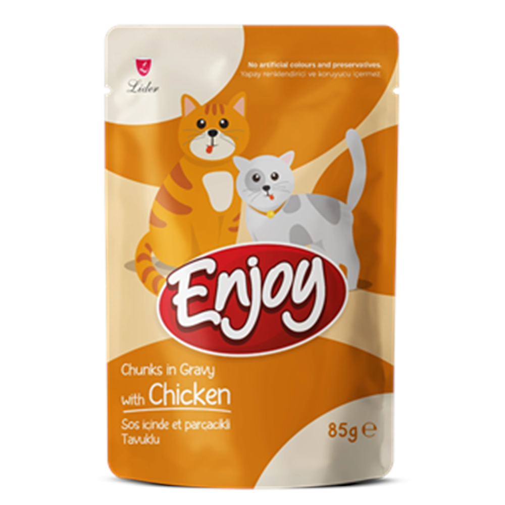 ENJOY POUCH SOS İÇİNDE ET PARÇACIKLI TAVUKLU YETİŞKİN KEDİ MAMASI 85 G