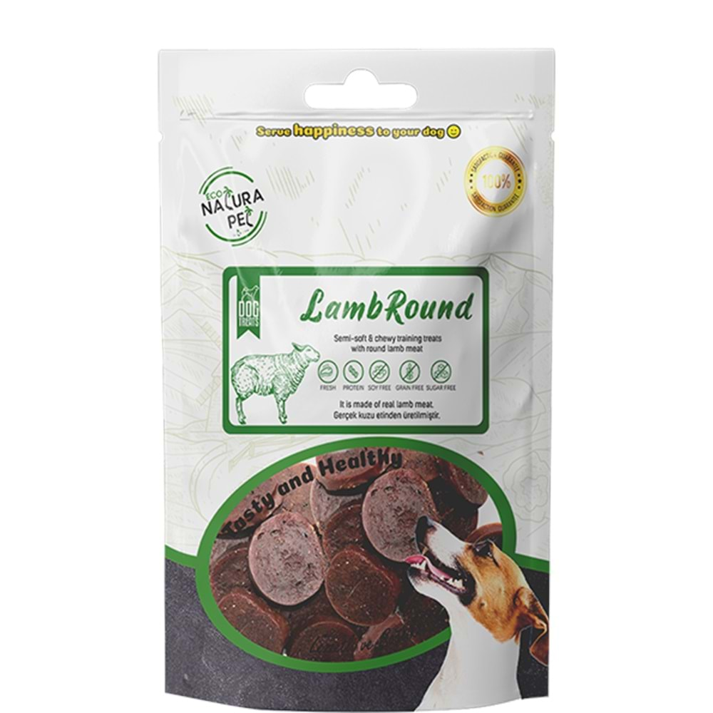 Eco Natura Pet Lamb Round Yumuşak Kuzu Etli Yuvarlak Köpek Ödülü 100Gr