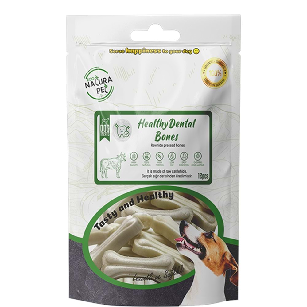 Eco Natura Pet Healty Dental Bones Beyaz Pres Kemik 5cm 12li 90Gr