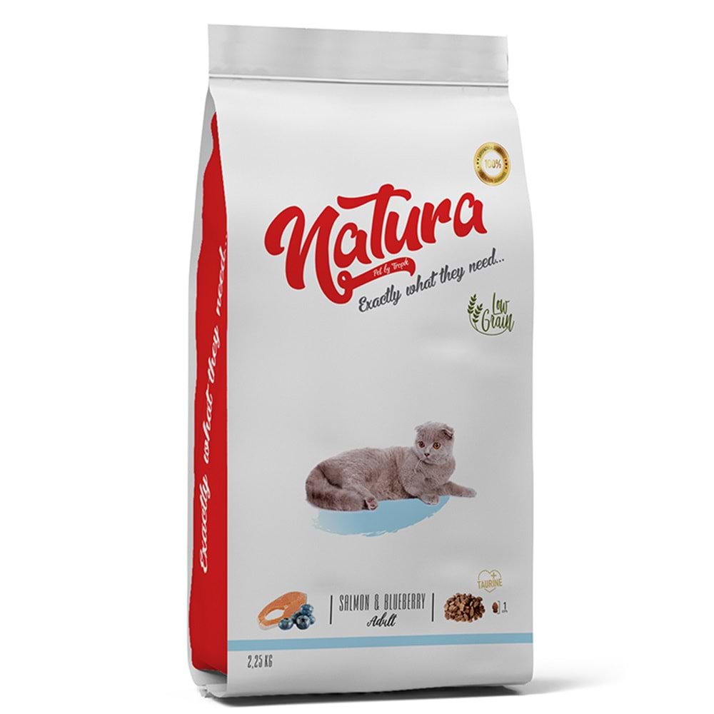 Natura Low Grain Adult Cat Food with Salmon & Blueberry 2,25kg