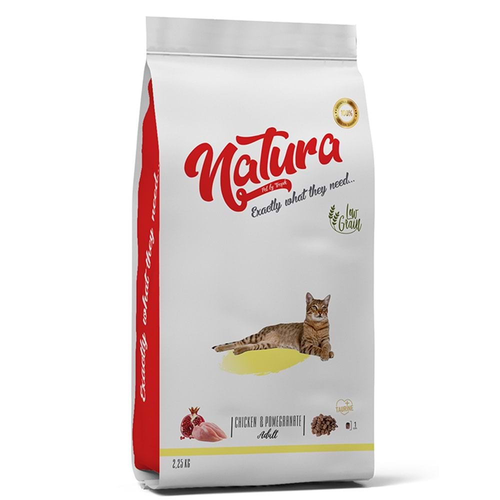 Natura Low Grain Adult Cat Food with Chicken & Pomegranate 2kg