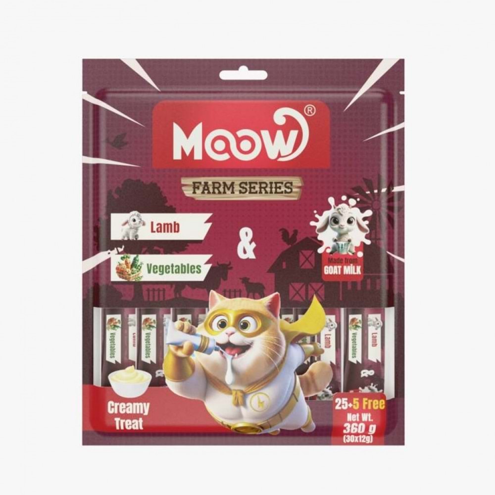MOOW KUZU ETLI&SEBZELI KEÇI SÜTLÜ 12GR X 30' LU KEDI KREMA ÖDÜLÜ