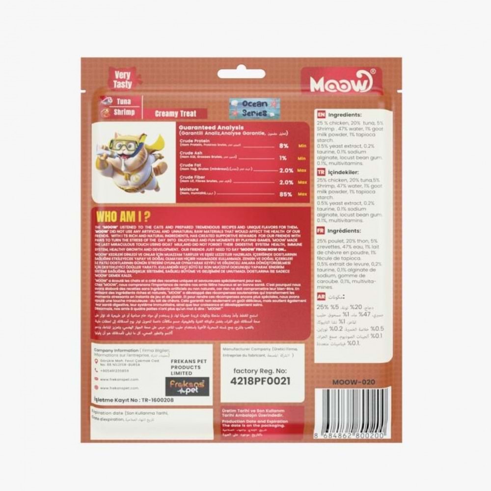 Moow Ton Balıklı&Karıdeslı Keçı Sütlü 12Gr X 30'Lu Kedı Krema Ödülü