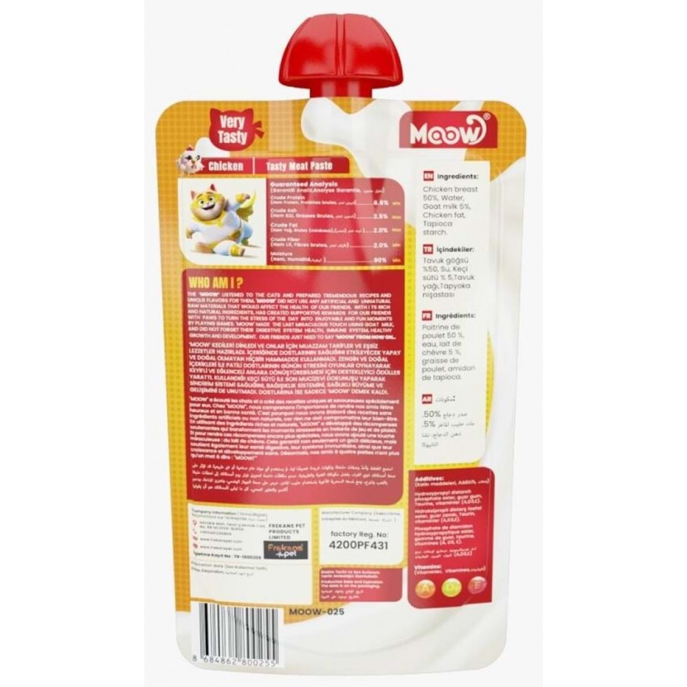 MOOW TAZE TAVUKLU&KEÇI SÜTLÜ KEDI ET EZMESI 90GR