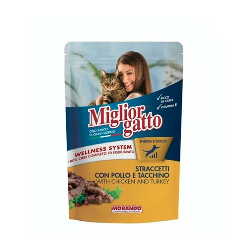 Miglior Gatto Pouch Tavuk ve Hindi Etli Yetişkin Kedi Yaş Maması 100gr