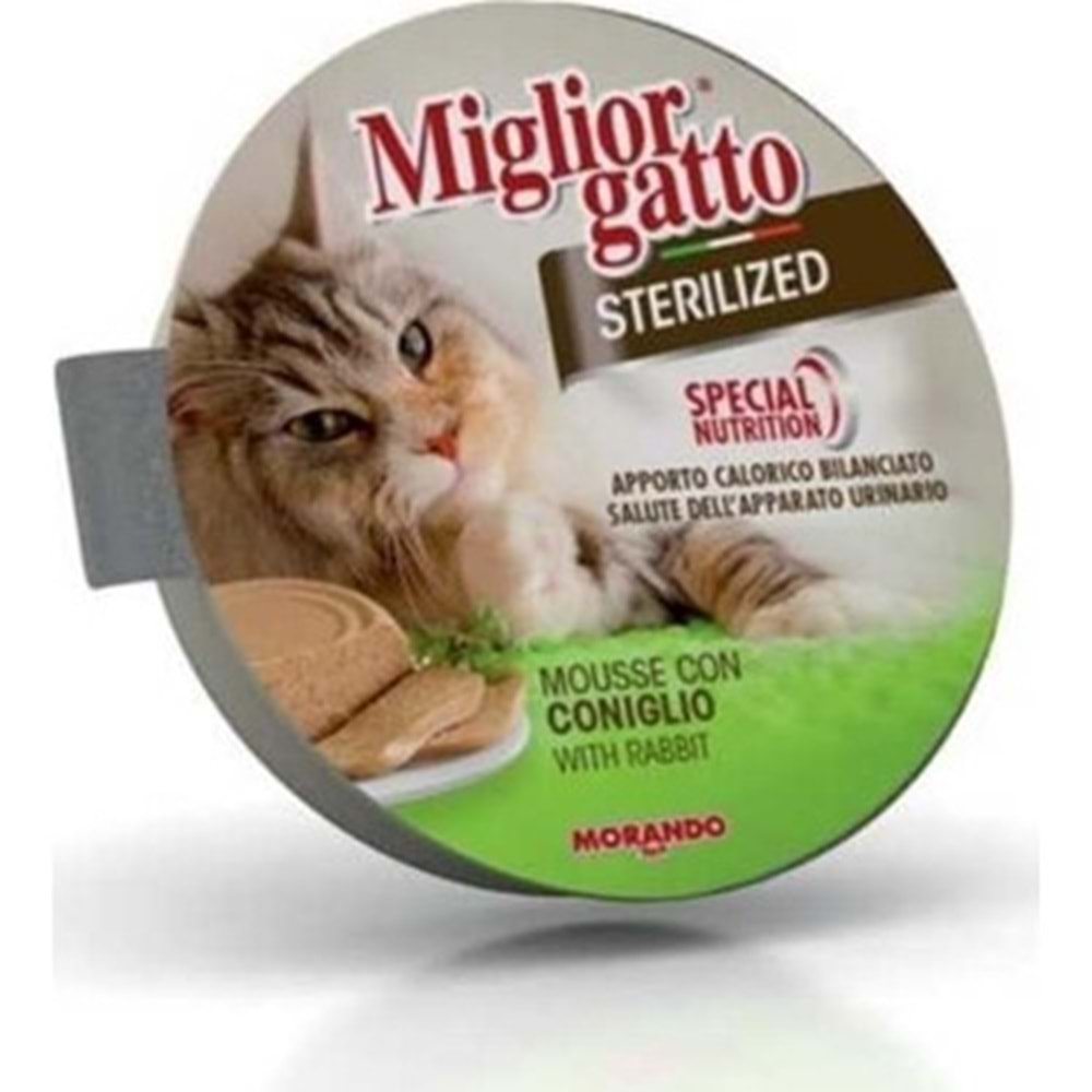 MIGLIORGATTO KISIR KEDİ MAMASI-TAVŞANLI MOUSSE 85 GR