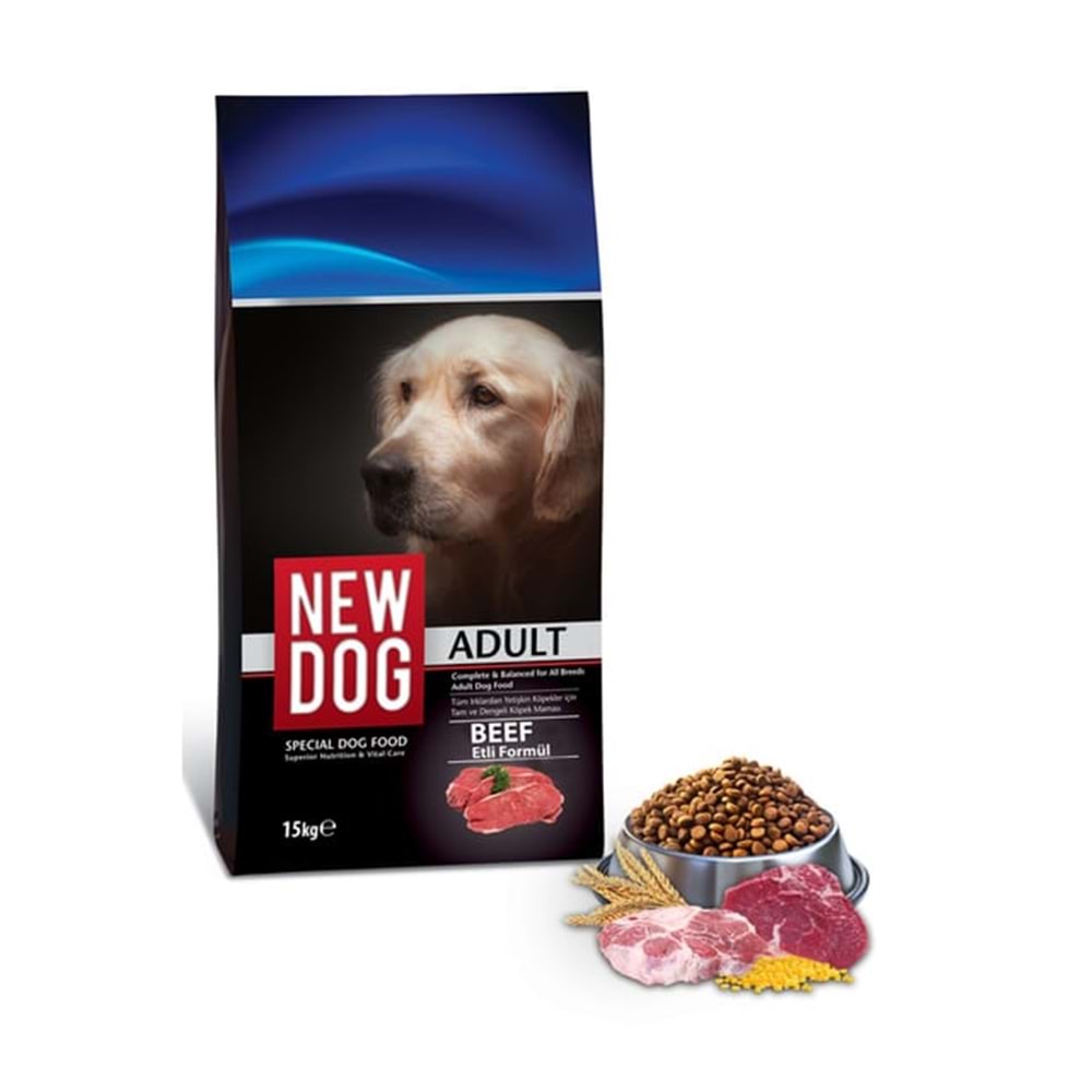 new dog biftekli yetişkin köpek maması 15 kg