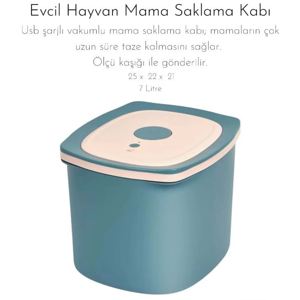 Evcil Hayvan Mama Saklama Kabı 7 Litre 25x22x21 cm