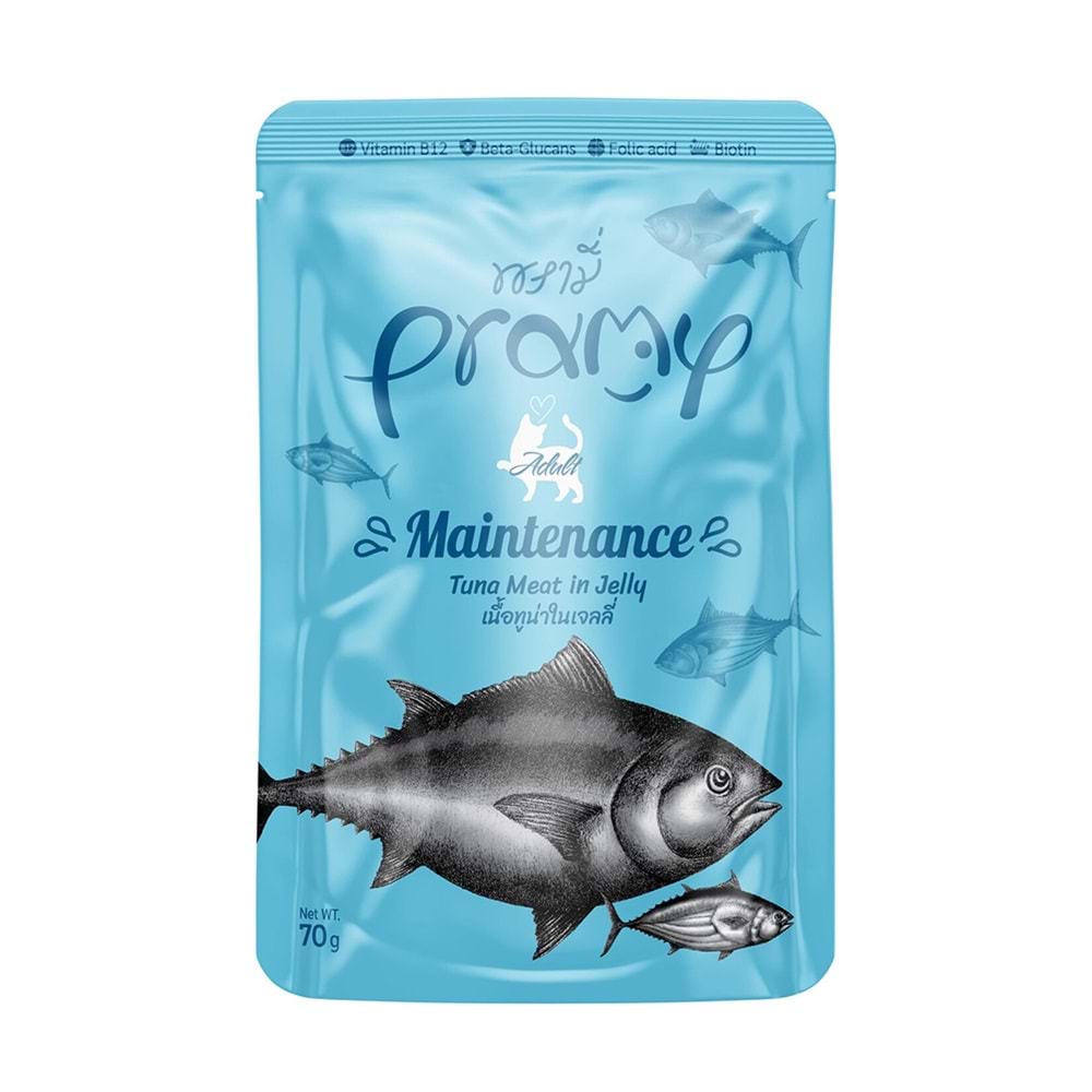 PRAMY JÖLE İÇİNDE YAĞSIZ TON BALIKLI YETİŞKİN KEDİ MAMASI 70G