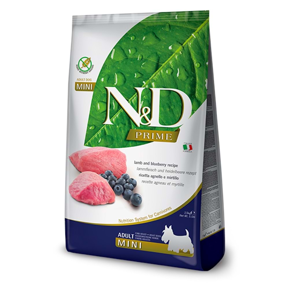 N&D PRIME DOG LAMB & BLUEBERRY ADULT MINI 2,5 KG