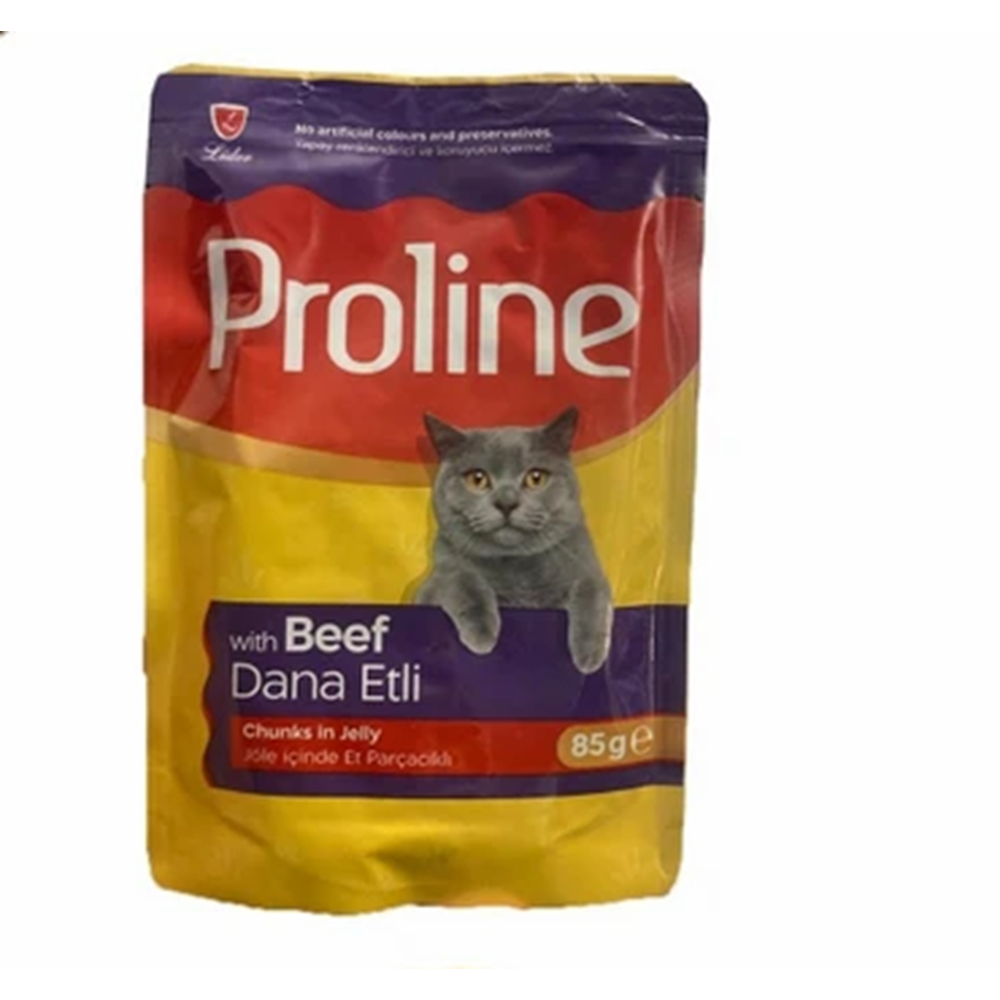 PROLINE POUCH JÖLE İÇİNDE ET PARÇACIKLI DANA ETLİ YETİŞKİN KEDİ MAMASI 85 G