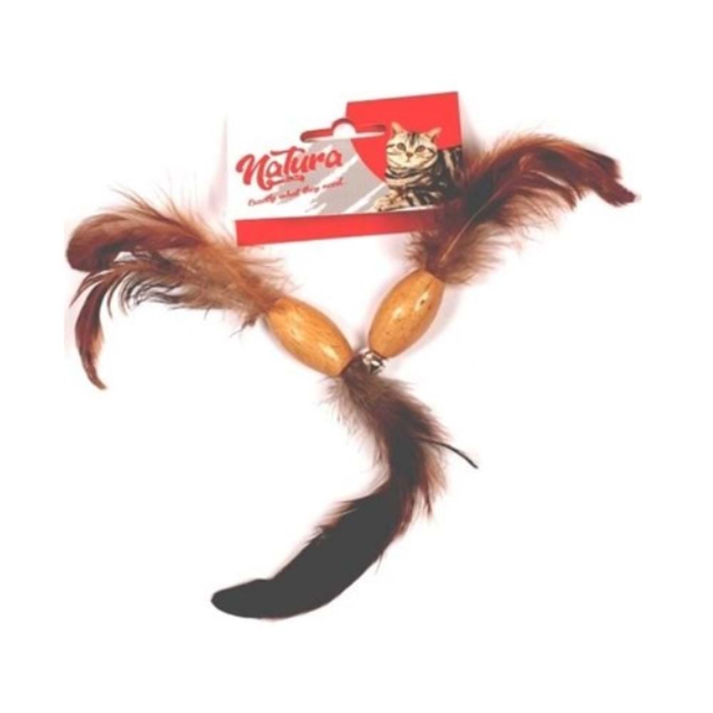 Natura Tüylü Ahşap Oval 15 cm İkili Kedi Oyuncak