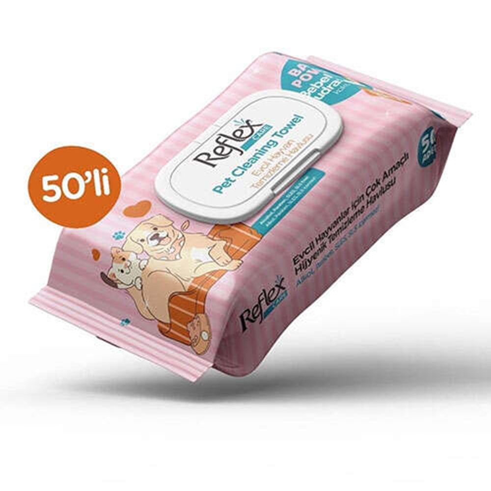 REFLEX CARE EVCİL HAYVANLAR İÇİN ÇOK AMAÇLI HİJYENİK TEMİZLEME HAVLUSU 50’L