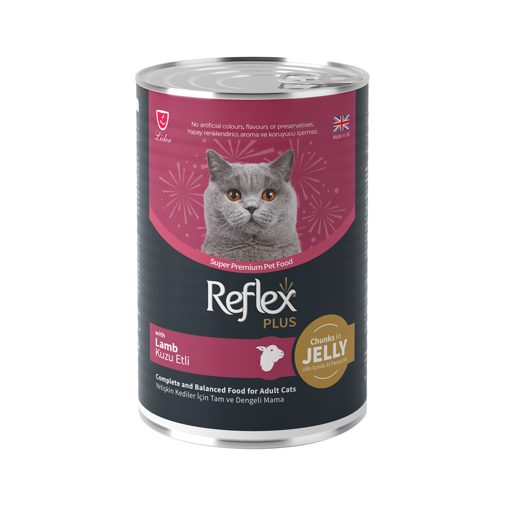 REFLEX PLUS JÖLE İÇİNDE ET PARÇACIKLI KUZU ETLİ YETİŞKİN KEDİ MAMASI 400 G