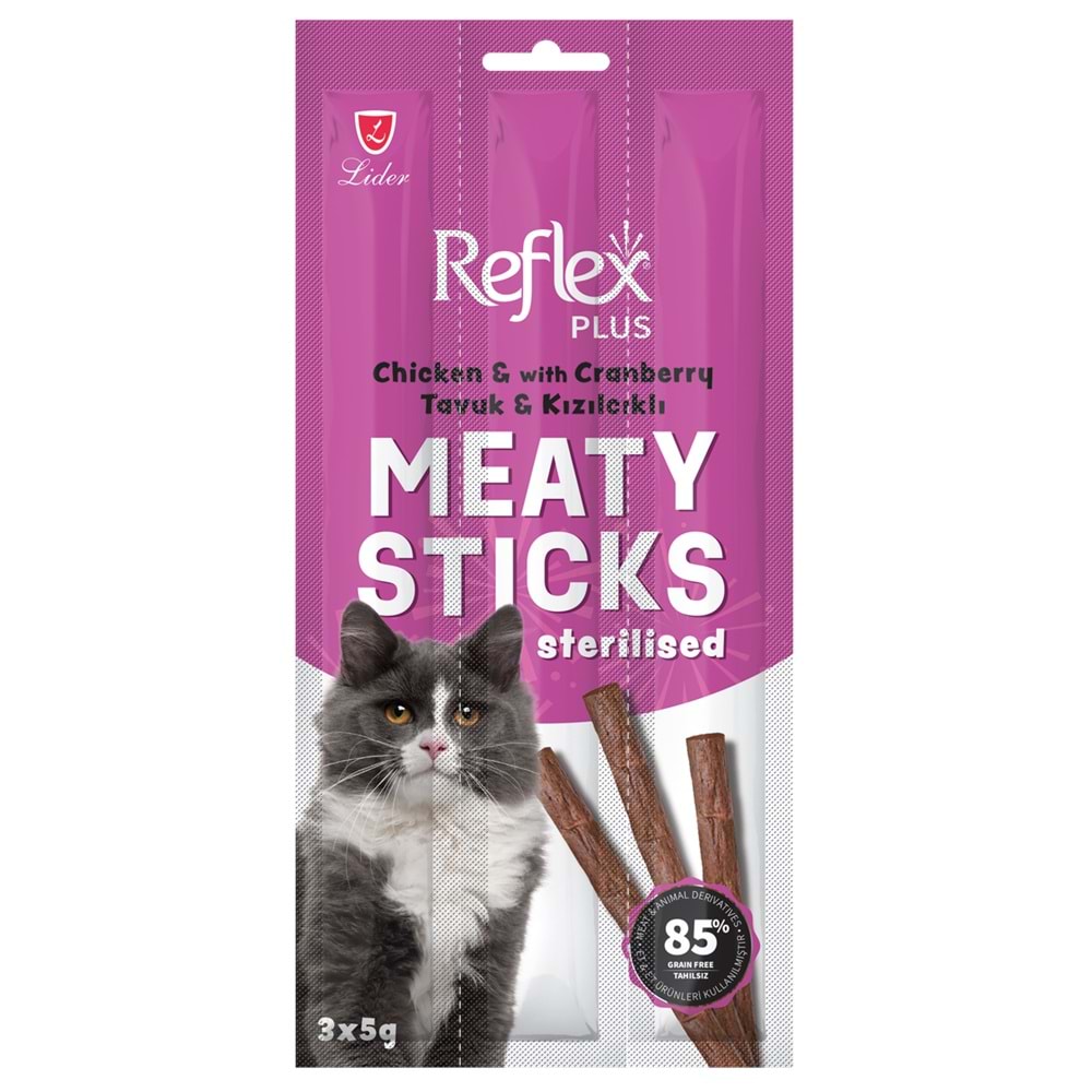 REFLEX PLUS TAVUKLU VE KIZILCIKLI ÇUBUK KISIRLAŞTIRILMIŞ YETİŞKİN KEDİ ÇUBU