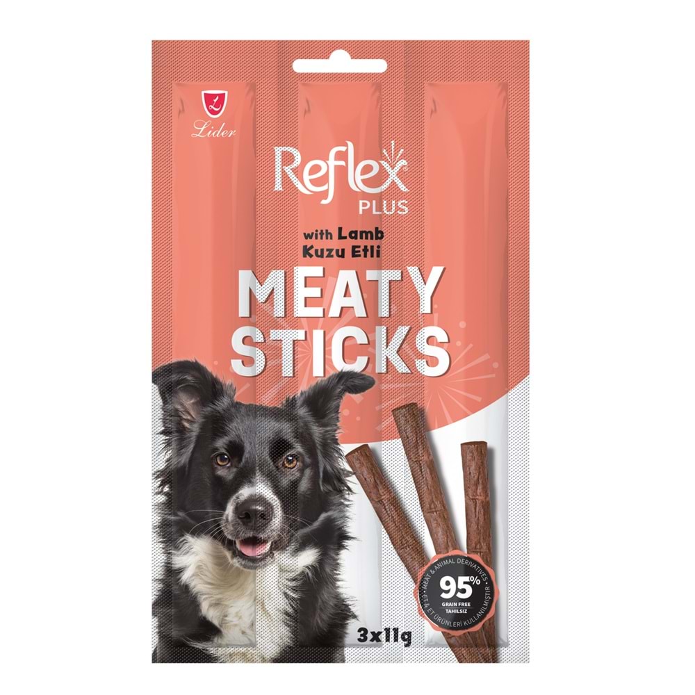 REFLEX PLUS KUZU ETLİ ÇUBUK YETİŞKİN KÖPEK ÖDÜL MAMASI 3*11 G