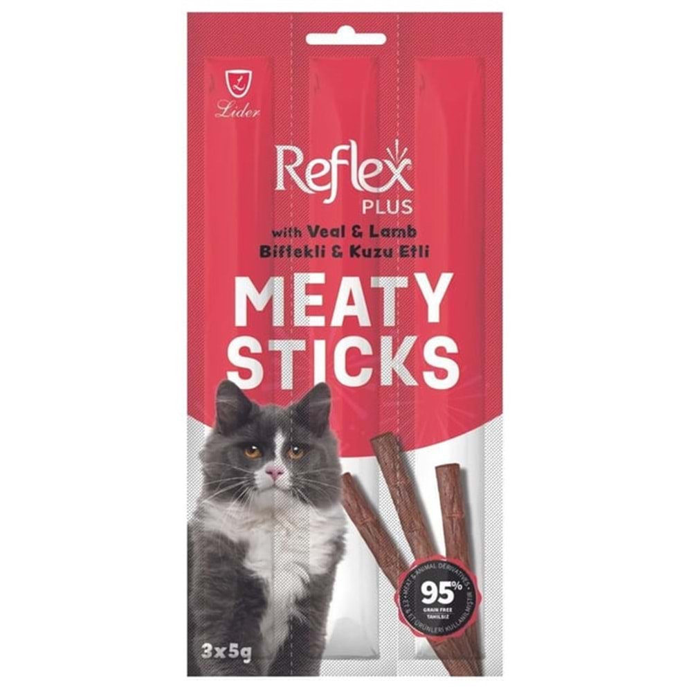 REFLEX PLUS KEDİ ÖDÜL STICKS BİFTEK&KUZU 3*5 GR