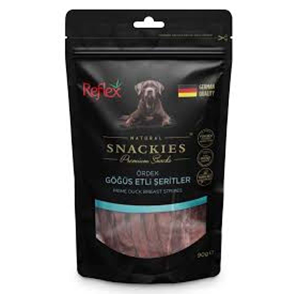 REFLEX PLUS ÖRDEK GÖĞÜS ETLİ ŞERİTLER KÖPEK ÖDÜL MAMASI 90 G