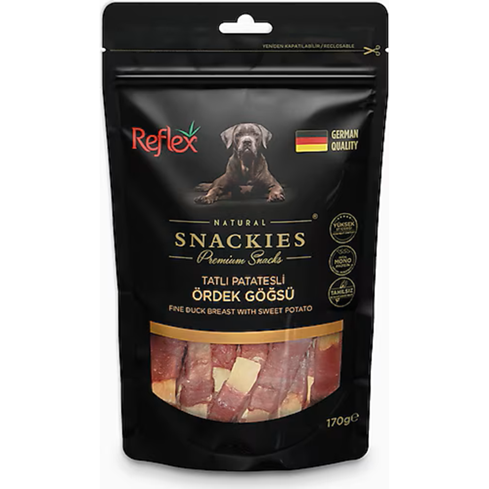 REFLEX PLUS TATLI PATATESLİ ÖRDEK GÖĞSÜ KÖPEK ÖDÜL MAMASI 170 G