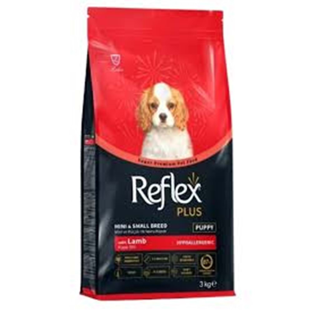 REFLEX PLUS KUZU ETLİ MİNİ VE KÜÇÜK IRK YAVRU KÖPEK MAMASI 3 KG