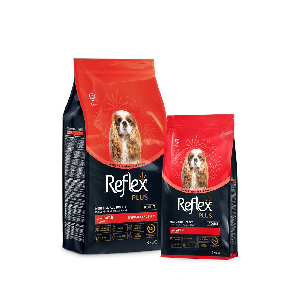 REFLEX PLUS KUZU ETLİ MİNİ VE KÜÇÜK IRK YETİŞKİN KÖPEK MAMASI 3 KG