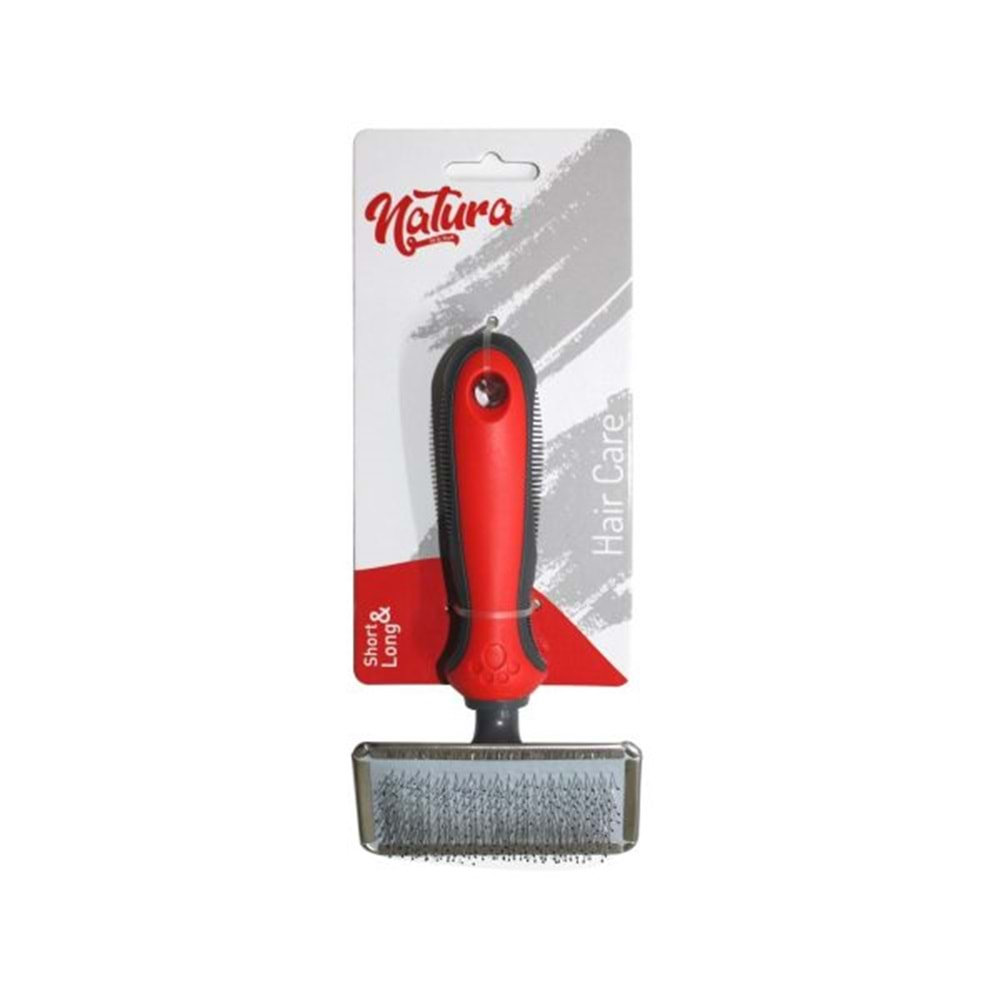 Natura Kedi Köpek İnce Uç Toplu Metal Çer. Fırça MK9502 Medium