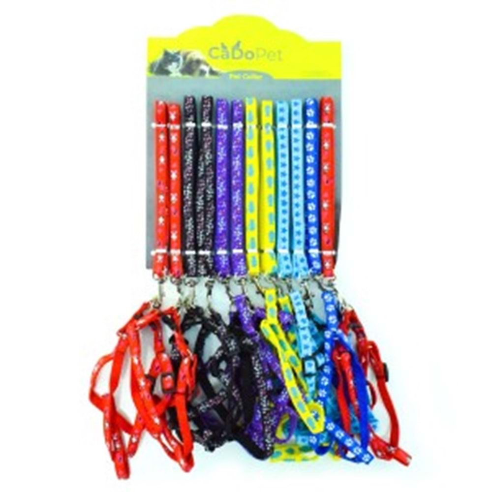 20-28-4 CADOPET 12 Lİ SET 1 CM DESENLİ BEL TASMA TAKIM